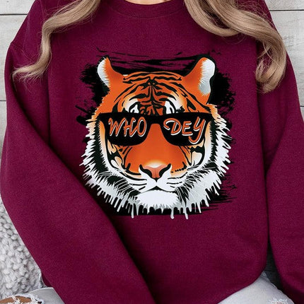 Who Dey Tiger Graphic Fleece Sweatshirts