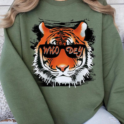 Who Dey Tiger Graphic Fleece Sweatshirts