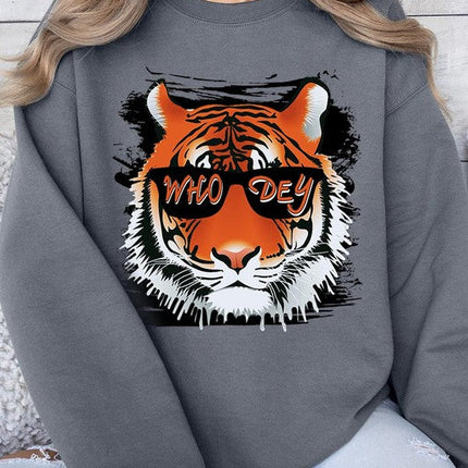 Who Dey Tiger Graphic Fleece Sweatshirts