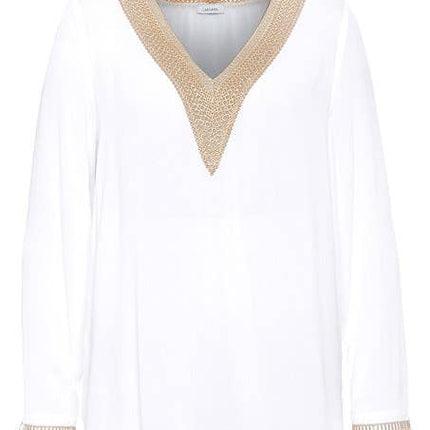 Crochet Trim V-Neck Blouse