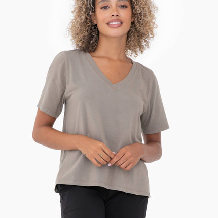 Cotton Blend V-Neck Tee: White