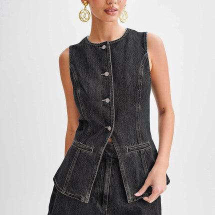 WOMEN FASHION DENIM TWO PIECE SET