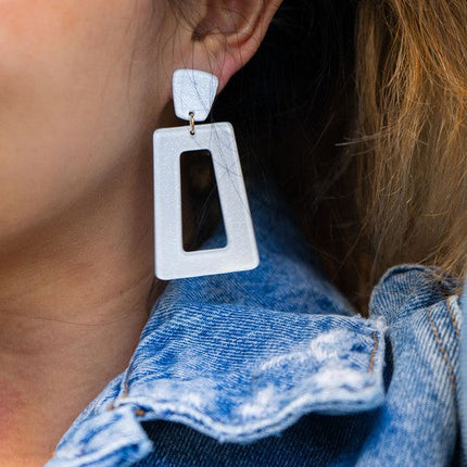 Avery Earrings - White Glitter