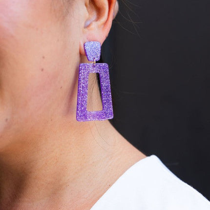 Avery Earrings - Purple Glitter
