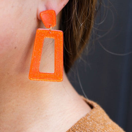 Avery Earrings - Orange Glitter