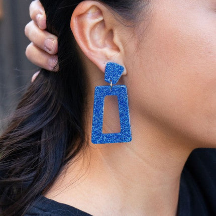 Avery Earrings - Blue Glitter