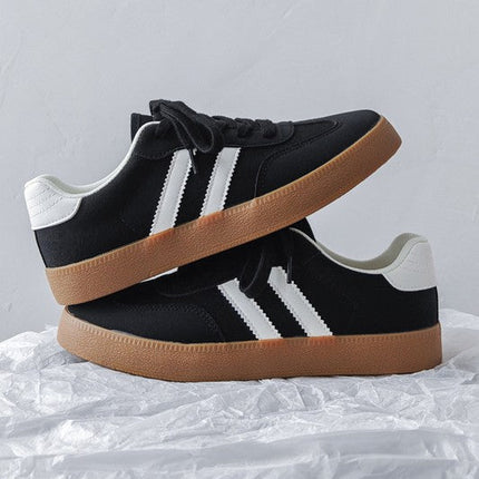 Striped Lace-up Flat Sneakers