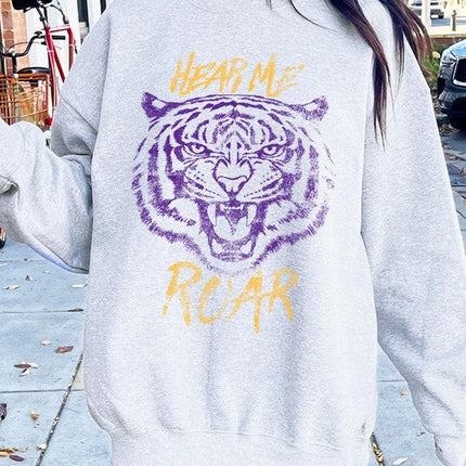 Hear Me Roar Tiger Graphic Fleece Sweatshirts