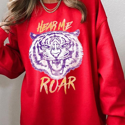 Hear Me Roar Tiger Graphic Fleece Sweatshirts