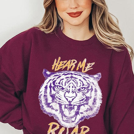 Hear Me Roar Tiger Graphic Fleece Sweatshirts
