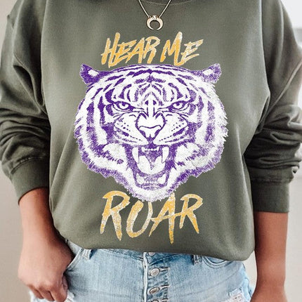 Hear Me Roar Tiger Graphic Fleece Sweatshirts