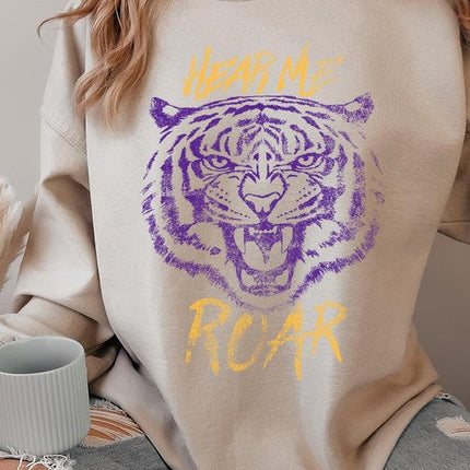 Hear Me Roar Tiger Graphic Fleece Sweatshirts
