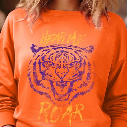 Hear Me Roar Tiger Graphic Fleece Sweatshirts