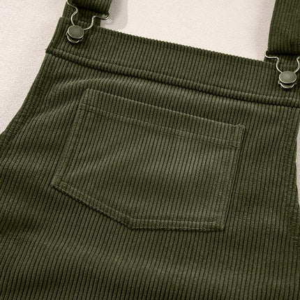 Corduroy Front Pockets Overall Dress