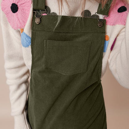 Corduroy Front Pockets Overall Dress