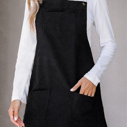Corduroy Front Pockets Overall Dress