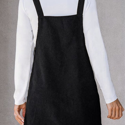 Corduroy Front Pockets Overall Dress