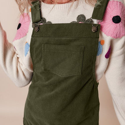 Corduroy Front Pockets Overall Dress