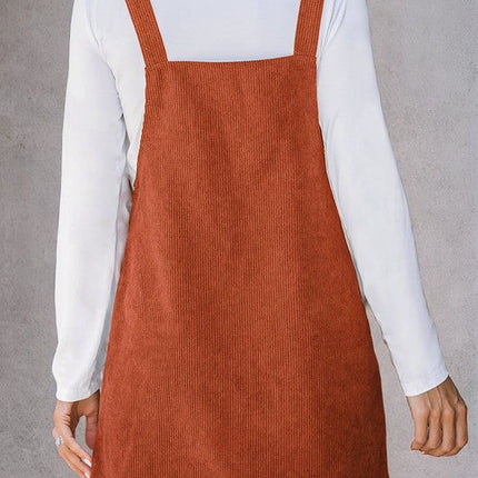 Corduroy Front Pockets Overall Dress