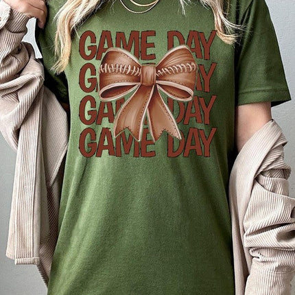 Game Day Football Bow Graphic Tee