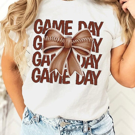 Game Day Football Bow Graphic Tee
