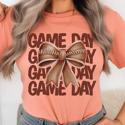 Game Day Football Bow Graphic Tee