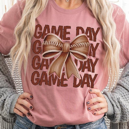 Game Day Football Bow Graphic Tee