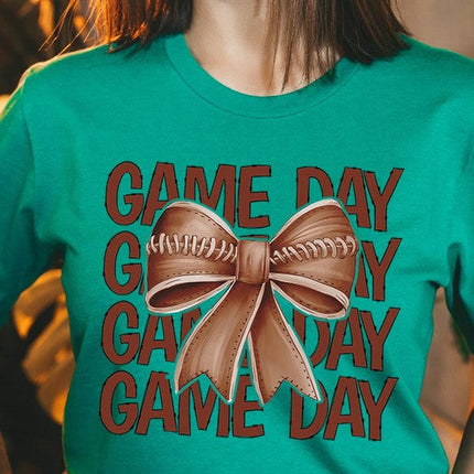 Game Day Football Bow Graphic Tee