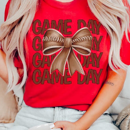 Game Day Football Bow Graphic Tee