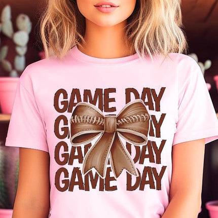Game Day Football Bow Graphic Tee