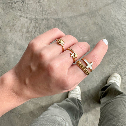 Gold Wrapped Cross Ring
