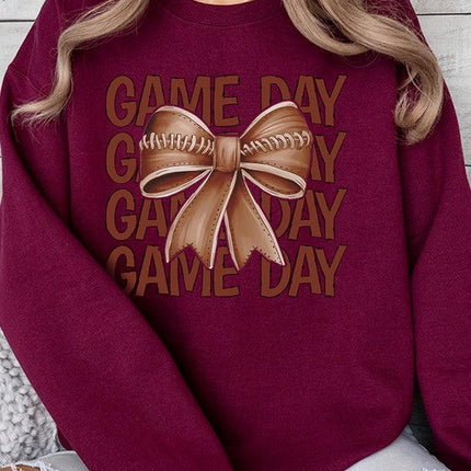 Game Day Football Bow Graphic Fleece Sweatshirts
