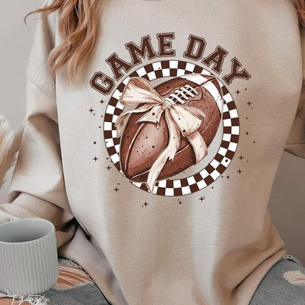 Game Day Football Bow Graphic Fleece Sweatshirts