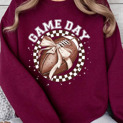 Game Day Football Bow Graphic Fleece Sweatshirts