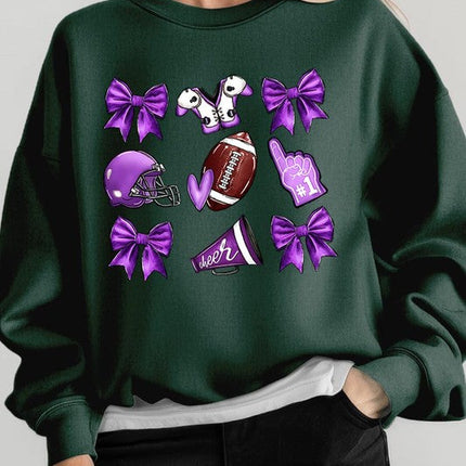 Purple Coquette Football Graphic Sweatshirts