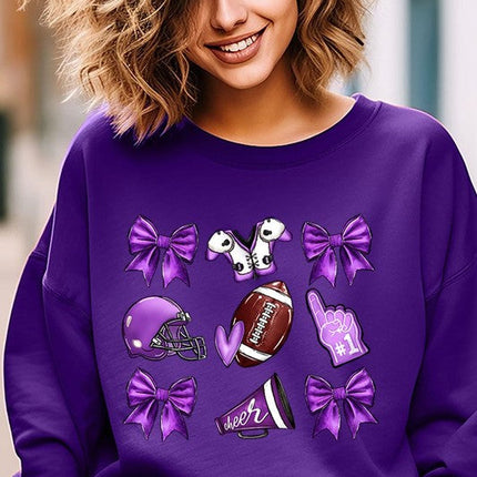 Purple Coquette Football Graphic Sweatshirts