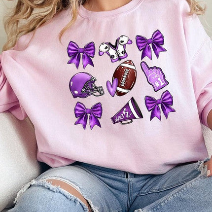Purple Coquette Football Graphic Sweatshirts