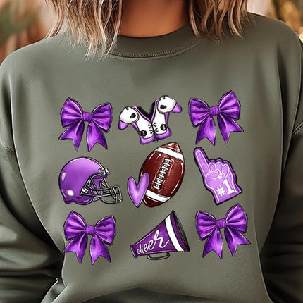 Purple Coquette Football Graphic Sweatshirts