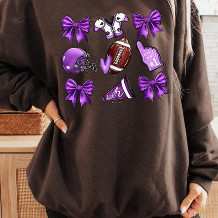 Purple Coquette Football Graphic Sweatshirts