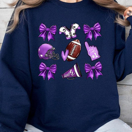 Purple Coquette Football Graphic Sweatshirts