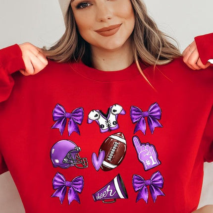 Purple Coquette Football Graphic Sweatshirts