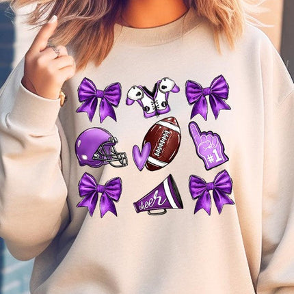 Purple Coquette Football Graphic Sweatshirts