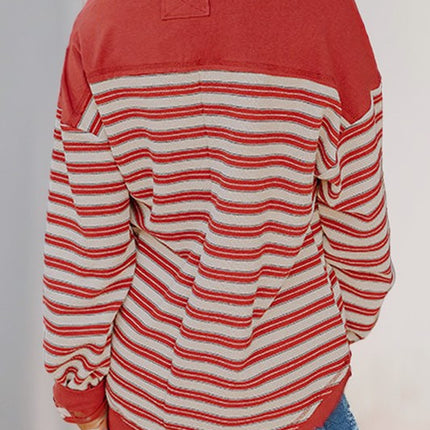 Collared Button Drop Shoulder Oversized Blouse