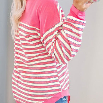 Collared Button Drop Shoulder Oversized Blouse