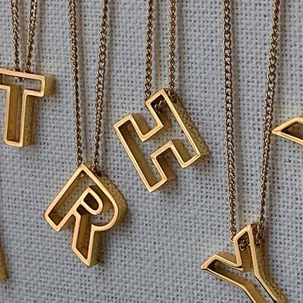 Cutout Initial Letter Personalized Necklace