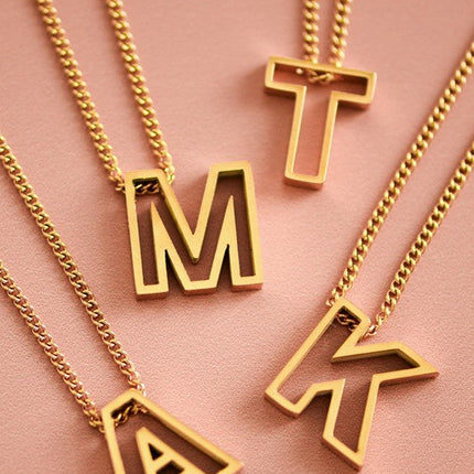 Cutout Initial Letter Personalized Necklace