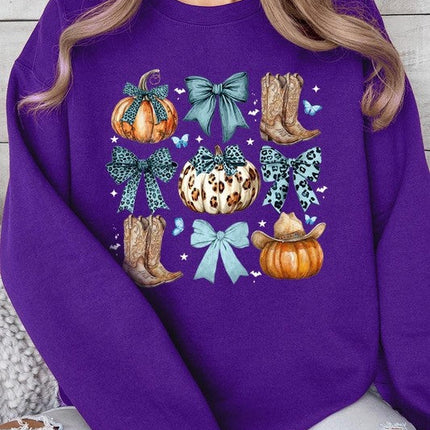 Turquoise Bow Western Fall Fleece Sweatshirts