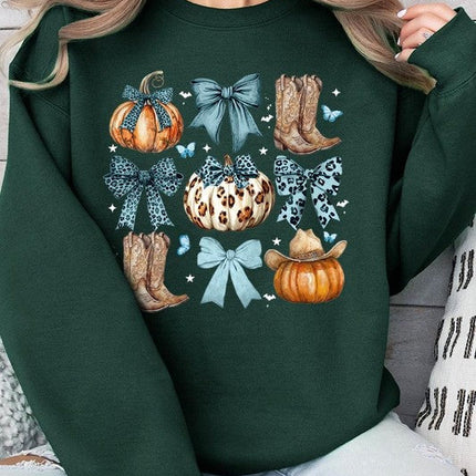 Turquoise Bow Western Fall Fleece Sweatshirts