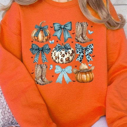 Turquoise Bow Western Fall Fleece Sweatshirts