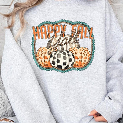 Happy Fall Y'all Graphic Fleece Sweatshirts